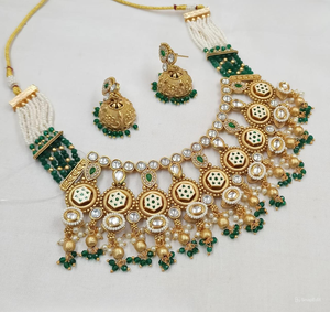 JOYERÍA DE COBRE TRADICIONAL Y DE MODA INDIA CONJUNTO DE JOYERÍA DE BODA NOVIA PARA MUJER CONJUNTO DE PENDIENTES Y COLLAR - Product Image 1