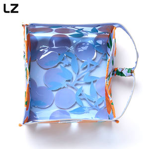 Bolsa de Aseo Personalizada LZ OEM ODM, Diseño Mediterráneo con <span class=keywords><strong>Naranjas</strong></span> y Gelatina Lunar, Bolsa de Maquillaje Plana con Cierre, Impermeable para Viajes, para Mujer - Product Image 5