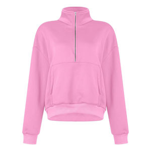 Sudadera de algodón polar suave y cómoda con media cremallera y cuello alto estampado para mujer, venta al por mayor - Product Image 6