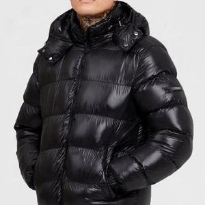 Veste en duvet d'hiver personnalisée pour hommes nouvelle mode épaissie imperméable coupe-vent couleur unie à capuche veste bouffante - Product Image 5