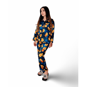 Ropa de salón de lino suave estampada Premium para ella - Product Image 1