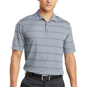 Polos de poliéster de secado rápido a rayas de manga corta para hombre - Product Image 1