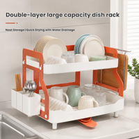 Égouttoir à vaisselle double couche en plastique PS ABS, organisateur de rangement de cuisine, support de séchage pour bols et assiettes, égouttoir à vaisselle, support de comptoir