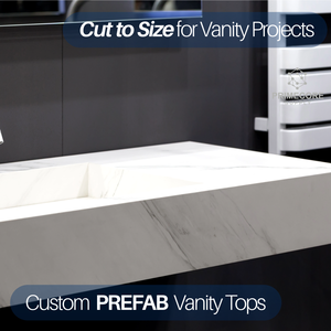 Prime Core Custom Kitchen Bathroom Vanity Tops <b>Artificial</b> <b>Stone</b> Eco-Friendly Non-Toxic Contemporary Carrara Calacata Hotel - Product Image 2