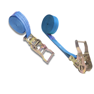 Sangle à cliquet rétractable en polyester bleu, taille personnalisée, avec crochets de fixation, pour transport lourd - Product Image 6