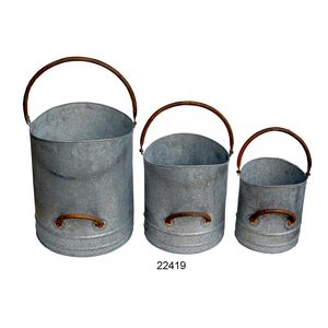 ชุดถังเหล็กชุบสังกะสี5ชิ้นสำหรับใช้ในบ้านและสวนแบบวินเทจ - Product Image 5