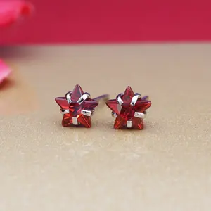 Boucles d'oreilles en argent 925 avec pierre précieuse rouge pour femmes, bijoux à la mode, idée cadeau - Product Image 1