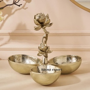 Bol de service en aluminium poli de luxe, écologique, dernier design, pour fruits secs, fêtes à domicile et au restaurant - Product Image 3