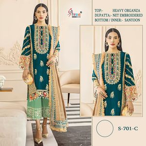 Último traje de diseñador de moda de estilo moderno de organza pesada Salwar Kameez con Dupatta con bordado de trabajo proveedor indio - Product Image 2