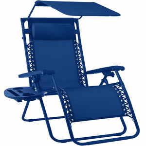 Sedia a Sdraio Pieghevole da Esterno Regolabile per Campeggio, Viaggi, Spiaggia, Piscina, con Tettuccio <span class=keywords><strong>Parasole</strong></span> e Funzione Zero Gravity - Product Image 4