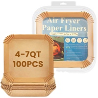 Papier sulfurisé rond jetable Papro personnalisé avec logo, 50 pièces, résistant à l'huile, anti-frisottis, en pâte de bois, 16 cm, 62 g, pour friteuse à air