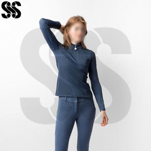 Chemises d'équitation pour femmes Fermeture éclair Légères Évacuation de l'humidité Service OEM pour l'entraînement Travail en écurie Décontracté - Product Image 3