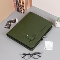 Cartera de cuero genuino A4 con certificado de cuero personalizado con carpeta, bolsa de cartera de cuero con tirador de cremallera LP-0026