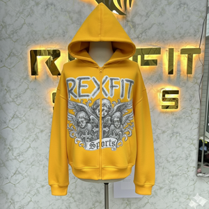 Sudadera con Capucha de Moda, Nueva, de Alta Calidad, Edición Premium, con Cierre, Diseño Desgastado, con Pedrería, Chaqueta con Cierre, Lavado Ácido, Sudadera de Forro Polar para Hombre, Estilo Urbano - Product Image 1