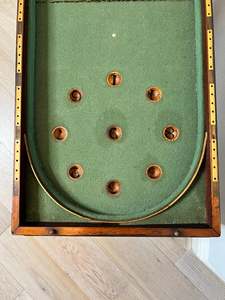 Bagatelle de table antique du XIXe siècle, jeu de salon vintage, fait main, classique, divertissement familial en intérieur - Product Image 5