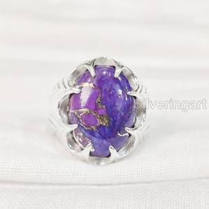 Anillo de exportación para hombre, piedra preciosa turquesa de cobre púrpura Natural, anillo de piedra natal de diciembre, joyería fina árabe, anillo de Plata de Ley 925 - Product Image 3