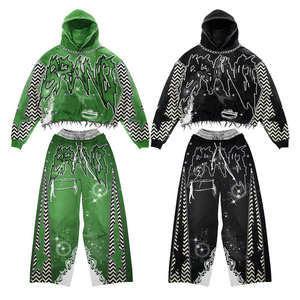 Ensemble de survêtement pour homme 2026, tendance, délavé à l'acide et imprimé intégral, 100% coton, survêtement personnalisé avec nom de marque - Product Image 3