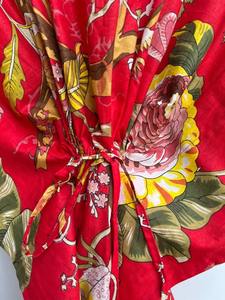 Caftán de Algodón con Estampado Floral Rojo, Elegante, hasta la Rodilla, para Verano, Cubre Bikini, para Damas de Honor, Suave, Cómodo, Ropa de Maternidad, Holgado, Talla Grande - Product Image 3