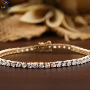 3.127 Ct Ronde Briljant Geslepen Diamanten Tennisarmband 18kt Geel Goud Cvd Diamanten Sieraden