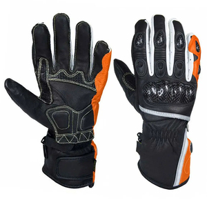 Gants de moto en cuir professionnel, cuir véritable, vintage, gants de moto à doigts complets, vêtements de conduite et de course automobile - Product Image 4