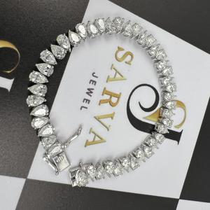 IGI Certified Luxury Cuban Link Customized Pear Shape Diamond <b>Bracelet</b> Customized <b>925</b> <b>Silver</b> Hip Hop <b>Bracelet</b> for Women <b>Men</b> - Product Image 2