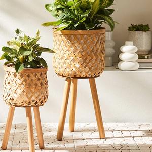 Porte-jardinière en bambou support décor de salon supports verticaux pour plantes ensemble de petites jardinières intérieures et extérieures de taille moyenne - Product Image 5