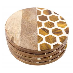 Nouveau personnalisé rond fleur séchée résine sous-verre étoile de mer plante boisson tasse à thé sous-verres en bois sous-verres en pierre - Product Image 6