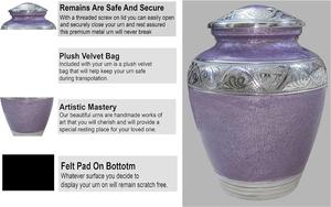 Urne funéraire adulte texturée en émail violet | Urne funéraire adulte texturée en granule | Urne commémorative pour adultes en cendres humaines, enterrement - Product Image 6