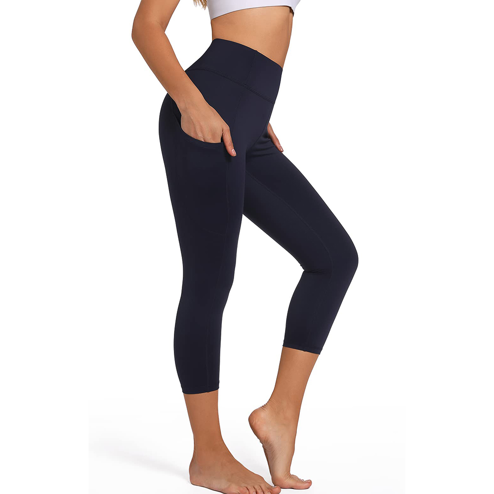 Professional Women's Mid-Waisted Cotton/Bamboo Fiber Anti-Bacterial Breathable Fleece Yoga Leggings Best Quality Solid Custom