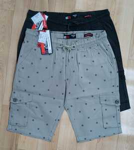 Pantalones cortos informales de algodón 100% para hombre, ajustados, estilo cargo, lavados, sólidos, pesados, holgados, tela de lona de gran tamaño - Product Image 1