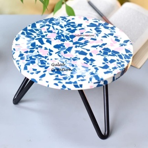 Elegant Terrazzo Resin Cake Serving Stand with Metal Legs Modern Dessert Display Platter for Parties, Weddings,Home Entertaining - Product Image 3