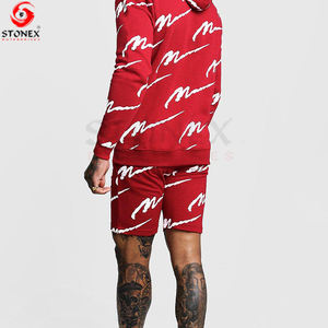 Camiseta de algodón de manga corta blanca para hombre hecha a medida de calidad superior, conjunto de pantalones cortos con diseño de cuello, chándales cortos - Product Image 3