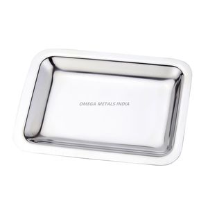 Plateau de service rectangulaire argenté élégant avec finition polie et design moderne Parfait pour un divertissement et un affichage élégants - Product Image 1