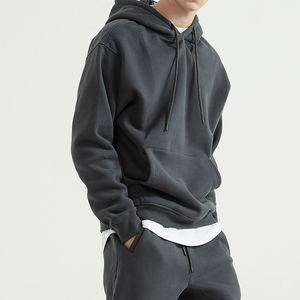 Unisex <b>Black</b> Winter Pullover Hoodie Streetwear Style Heavyweight Fleece Embroidered Plain Blank Sweatshirt Wholesale Bulk - Product Image 1