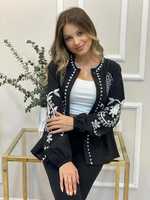 Veste courte vintage en coton pour femme, ornée de broderies uniques, noire, faite à la main en Inde, respirante, écologique, style bohème pour l'hiver