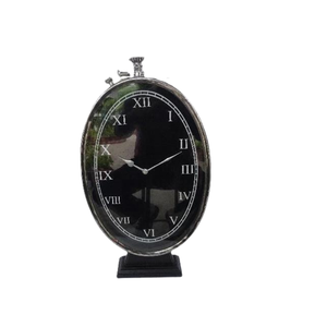 Buy Vertical Oval Shape Steel Metal Table <b>Clock</b> on Base <b>Mirror</b> Polish Finishing for Home Decoration Uses - Product Image 2