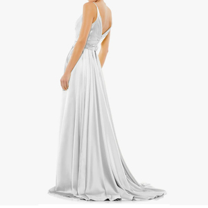 Vestido de satén <span class=keywords><strong>para</strong></span> invitados de <span class=keywords><strong>boda</strong></span>, plisado, frontal, <span class=keywords><strong>2022</strong></span> - Product Image 4