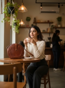 Sac à main en cuir véritable Semi Circle Womens Round Crossbody Bag Sac à main en cuir véritable Sac à bandoulière élégant Hobo Sling Bag - Product Image 3