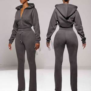 ชุดออกกำลังกายผู้ชายแบบสองชิ้นคุณภาพสูงสั่งทำพิเศษ ชุดลำลองมีฮู้ดแบบเรียบง่าย ชุดวอร์มผู้ชายแบบมีซิปน้ำหนักเบา ชุดกีฬา OEM - Product Image 2