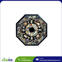 Table basse moderne en marbre incrusté, assemblage facile, centre de table en bois, pierres semi-précieuses, Pietra Dura, meubles artisanaux pour la maison