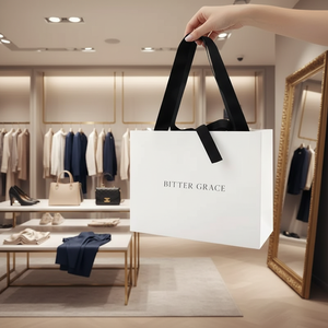 Luxury Custom Logo Kraft Paper Shopping Bags Hand Length Handle Recyclable Embossed/Debossed Custom Design Gift Packaging - Product Image 2