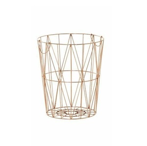 New Look <b>Round</b> Shape Metal Wire <b>Storage</b> <b>Basket</b> in Rose Gold Color for Home and Kitchen <b>Storage</b> <b>Basket</b> With Handle - Product Image 3