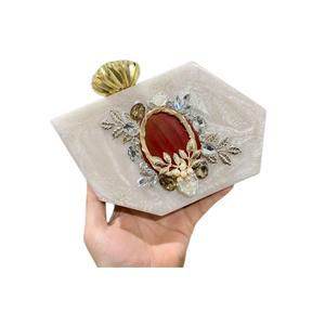 Bolso de Mano de Metal Estilo Mosaico Indio Bohemio para Mujer, Bolso de Noche de Lujo Hecho a Mano, Bolso de Mensajero para Boda, Cadenas al por Mayor - Product Image 3