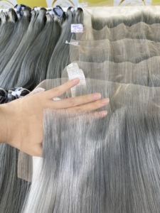 Usine En Gros Cheveux Vietnamiens Gris Crépus Droite Remy Fermeture Frontale Double Dessiné Vierge Trame Humaine Extensions Droites - Product Image 4