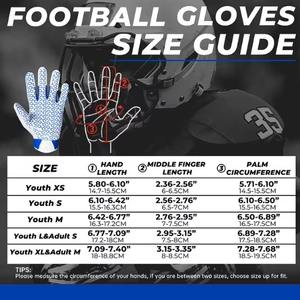 High Quality Custom Made American Football Receiver Gloves Hand Grips Full Finger Non Slip <b>Sticky</b> Best Selling Youth Adult - Product Image 4