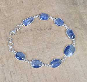 Blue Kyanite <b>Bracelet</b> Sterling Silver Faceted Gemstone Adjustable Handmade Jewelry Elegant Gift For Women - Product Image 1