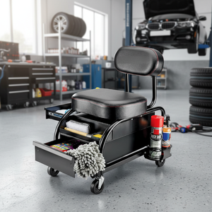 Taburete de Garaje Resistente de Proveedor Taiwanés con 2 Cajones Deslizantes de Almacenamiento y Capacidad de 227 kg (500 Libras) - Product Image 1