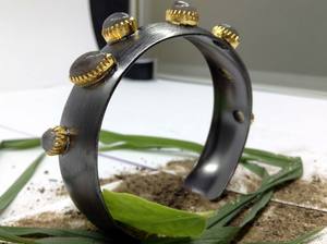 สร้อยข้อมือพลอยออกซิไดซ์925เงินสเตอร์ลิงที่มีคุณภาพสูงที่มีค่าและบริสุทธิ์ Labradorite และมูนสโตน - Product Image 5