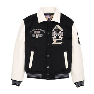 Chaqueta Bomber Varsity de Lana Personalizada para Hombre, Estilo Avirex, con Mangas de Cuero Genuino y Parche Bordado, MOQ Bajo - Product Image 1