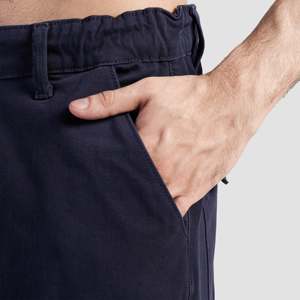 Pantalon cargo urbain bleu marine - 100 % coton, coupe droite oversize, léger, style hip-hop tendance avec plis, taille XL - Product Image 5